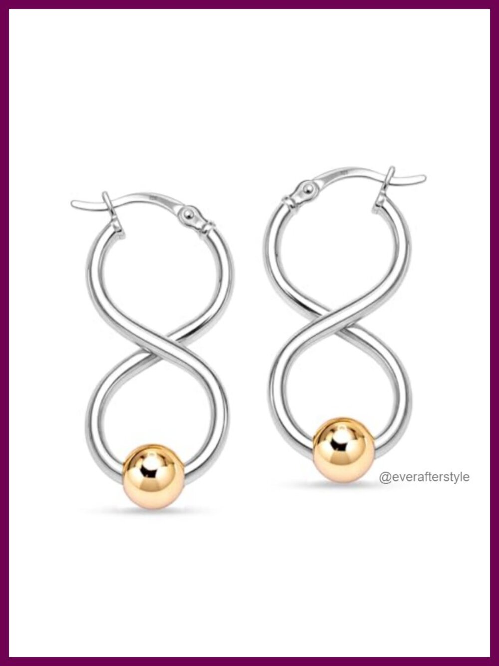 925 Sterling Silver Beaded Hoop Earrings Infinity Figure 8 Click-Top